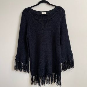 Black Sweater with Fringe